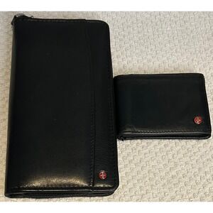 Alpine Swiss‎ bifold wallet and travel wallet set genuine leather